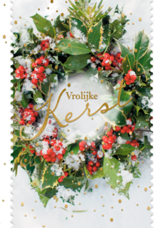 Kerstkaart kerstkrans vrolijke kerst