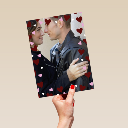 valentijnskaart foto volledige pagina hartjes
