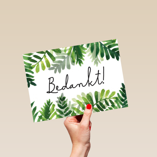 natuurlijke bedankt kaart met bladeren