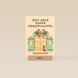 Kerstkaart hart onder de riem Een hele dikke kerstknuffel