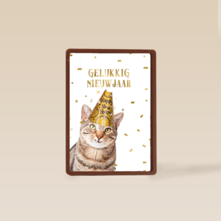 nieuwjaar kaart kat gelukkig nieuwjaar