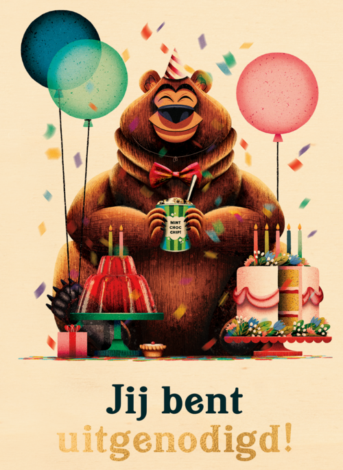 Houten Kaart Verjaardagsfeest Kinderfeest Feest | Folio Jij Bent Uitgenodigd