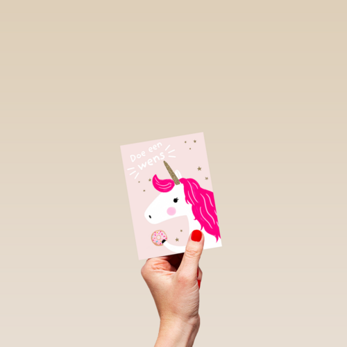 Verjaardagskaart unicorn doe een wens