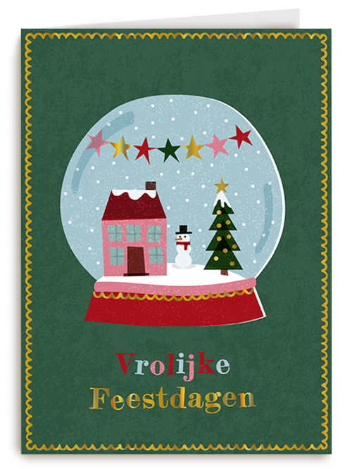 Kerstkaart Hallmark | Kinderpostzegels - Snowglobe