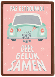 Trouwkaart Pas getrouwd auto