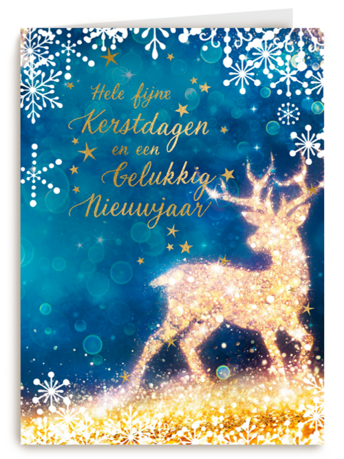 Kerstkaart zakelijk Hert met lichtjes