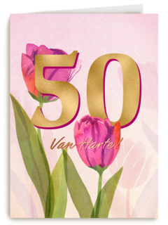 Verjaardagskaart vrouw 50 van harte