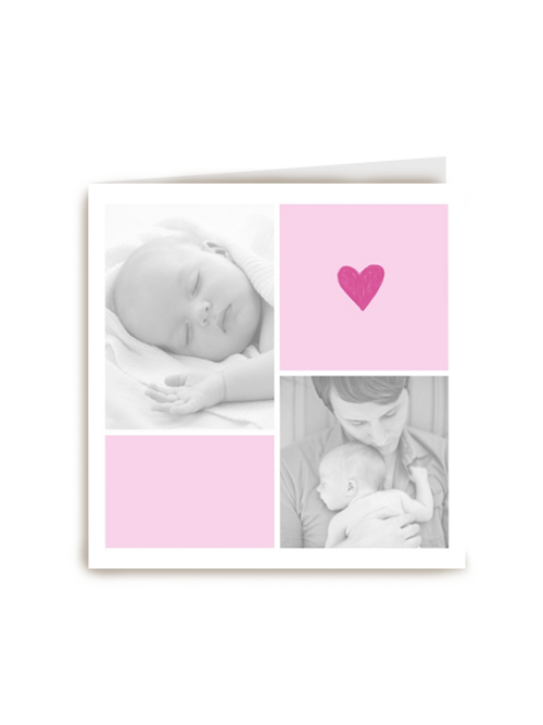 fotokaart baby roze hokjes