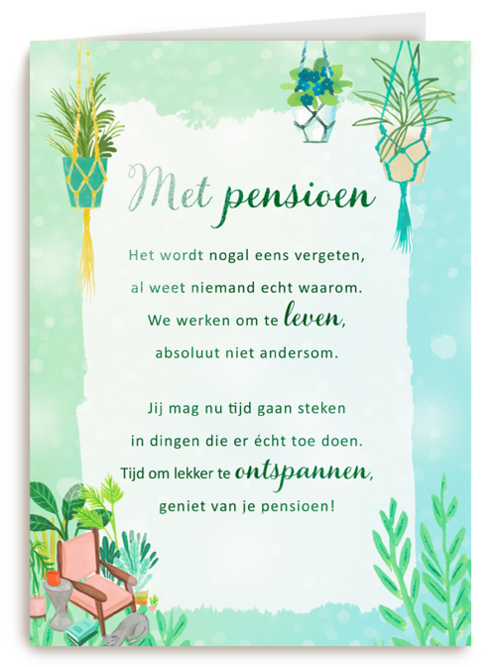 Pensioenkaart Geniet van je pensioen More than words