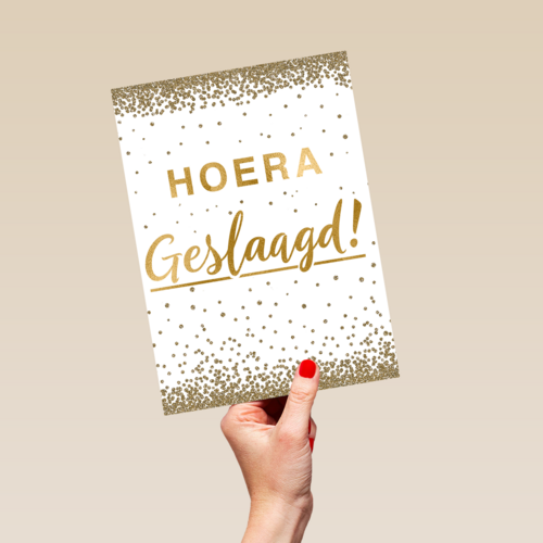 geslaagd kaart hoera geslaagd gouden letters
