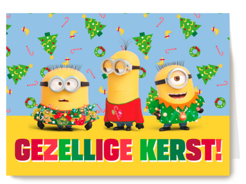 Kerstkaart Minions gezellige kerst