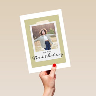 Happy Birthday fotokaart polaroid