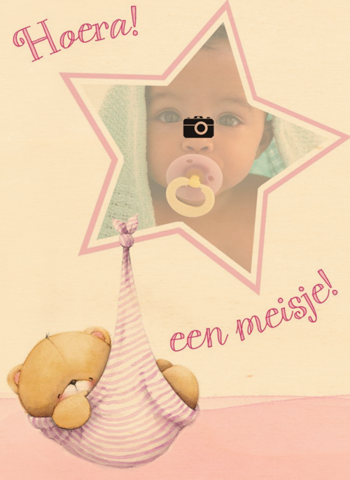fotokaart forever friends hoera een meisje ster