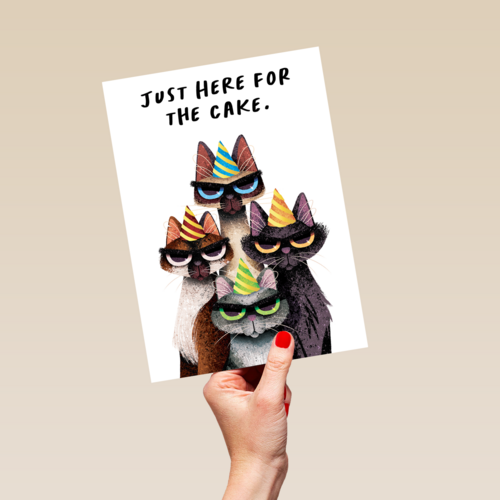 verjaardag kaart folio just here for the cake