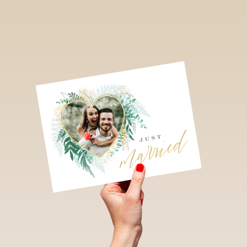 Trouwen fotokader met hart just married