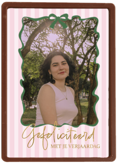 Verjaardagskaart gefeliciteerd strikje roze