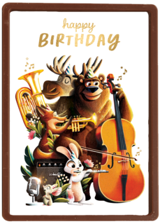 Folio verjaardagskaart dieren orkest