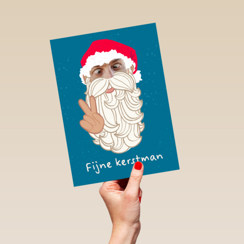 grappige fotokerstkaart met kerstman