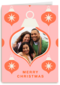 Roze rode kerstbal fotokaart