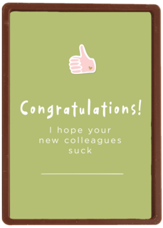 nieuwe baan kaart grappig collegas
