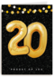 Verjaardagskaart leeftijden 20 ballonletters