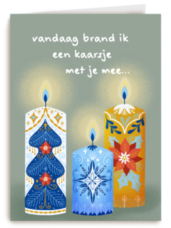 Kerstkaart vandaag brand ik een kaarsje met je mee