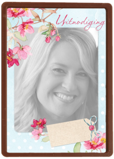 fotokaart uitnodiging jarig tak met bloemen