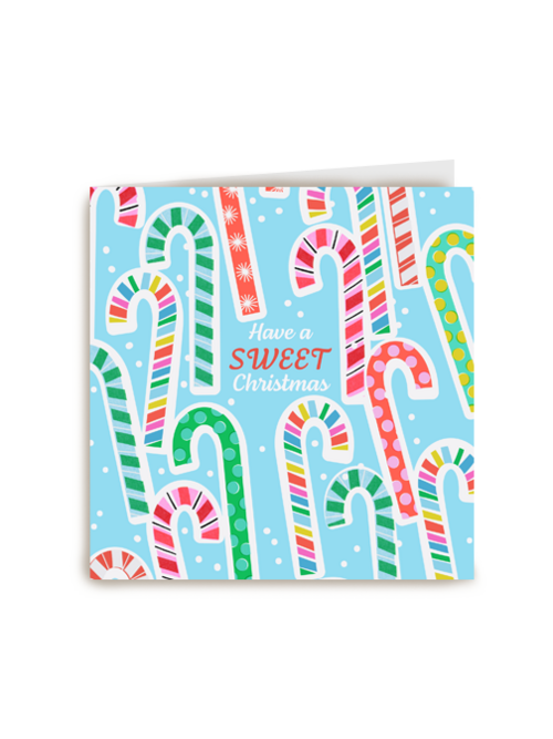 Kerstkaart met zuurstokken sweet Christmas