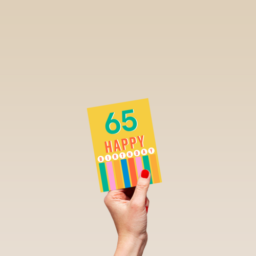 Kleurige 65 jaar verjaardagskaart