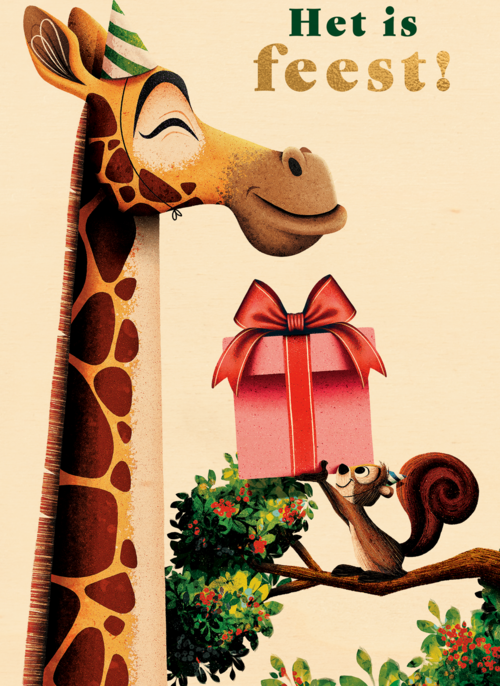 Houten Kaart Verjaardagsfeest Kinderfeest Feest | Folio Het Is Feest Uitnodiging