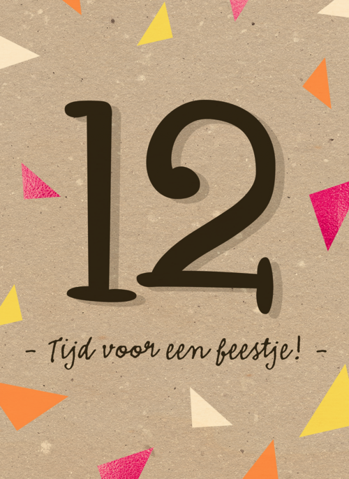 Verjaardagskaart meisje 12 vlaggetjes