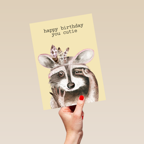 verjaardag kaart hip happy birthday to you cutie wasbeer