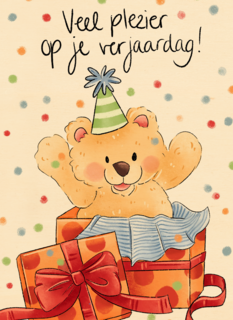 verjaardagskaart kids beer surprise matia studio