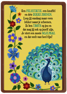 Compliment kaart trots als een pauw mijlpaal