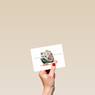 Slee vol cadeaus kerstkaart