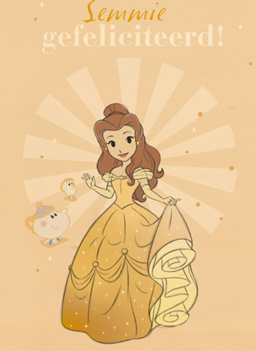 disney prinses kaart verjaardag gefeliciteerd belle