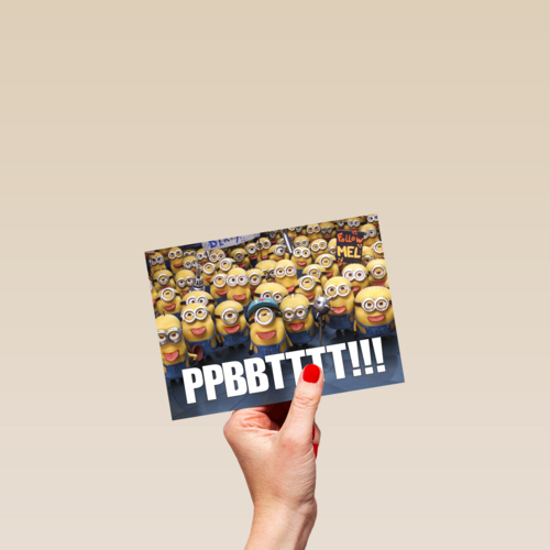 geslaagd kaart minions tong uitsteken