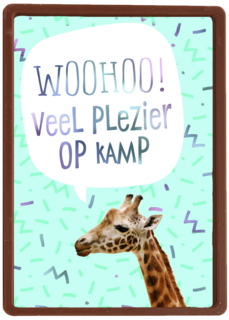 Op kamp kaart giraffe woohoo veel plezier
