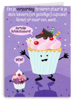 Verjaardagskaart grappig met cupcake