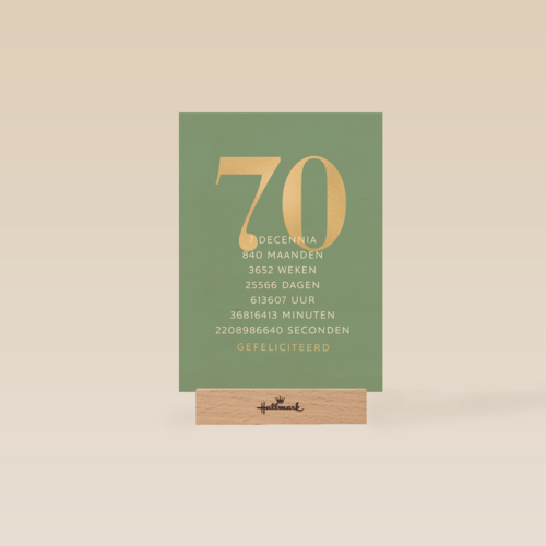 Verjaardagskaart 70 groen gouden letters