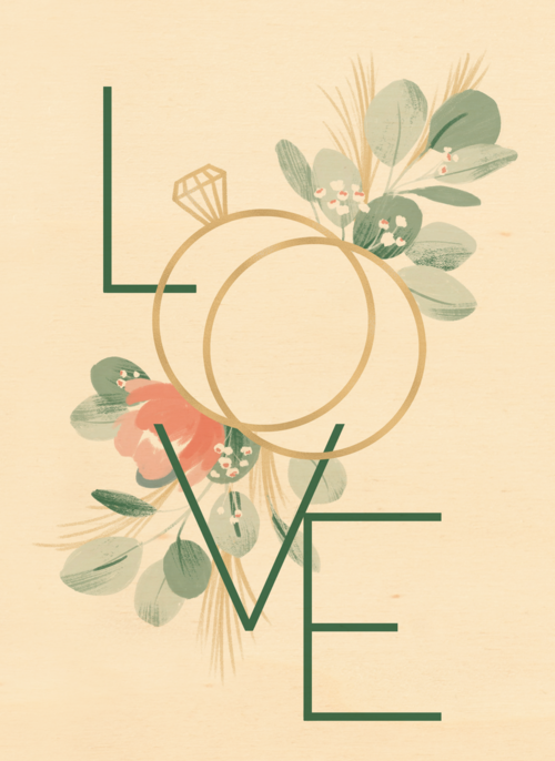 Houten Kaart Felicitatie Huwelijk | Houten Kaart Hallmark | Felicitatie Huwelijk | Love Twee Ringen