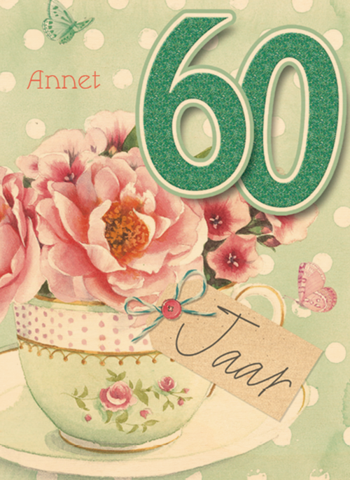 verjaardag leeftijden kopje bloemen 60