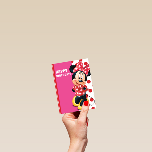minnie mouse in jurk met rode stippen