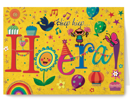 smile kaart hiep hiep hoera feest