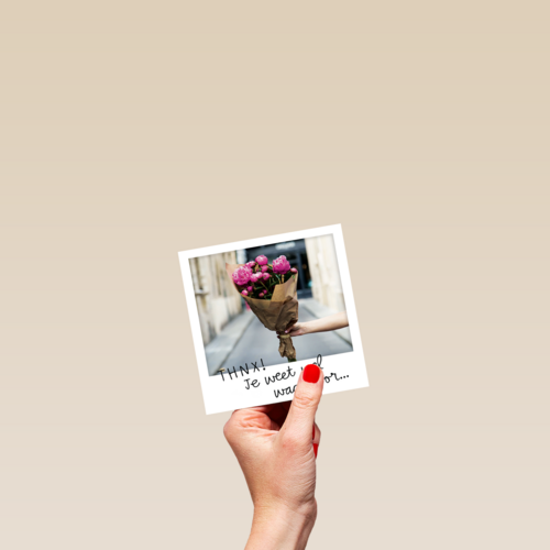 polaroid kaart bedankt je weet wel waarvoor