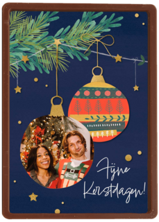 fotokaart voor kerst met kerstballen