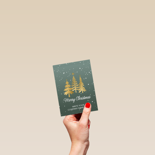 Kerstkaart zakelijk Gouden kerstbomen Aanpasbare tekst