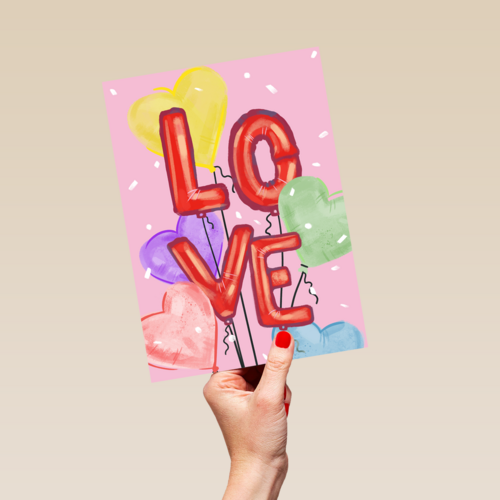 Liefde kaart Love ballonletters