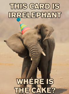 verjaardag kaart grappig this card is irrelephant