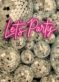 Verjaardagskaart discobollen lets party neon